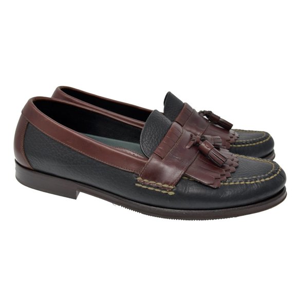 HS TRASK Sz 11M Brown Black Leather Tassel Loafer main image 7